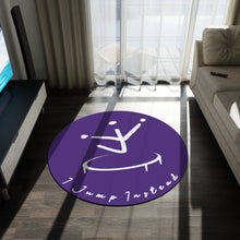 Load image into Gallery viewer, I Jump Instead Round Rug - Polished Purple w/ White Logo
