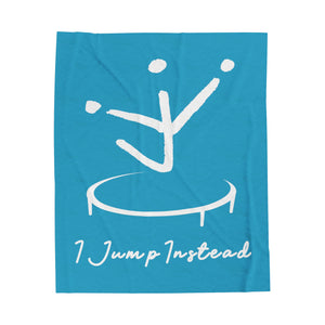 I Jump Instead Plush Blanket - Aquatic Blue w/ White Logo