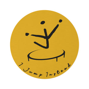 I Jump Instead Round Rug - Zesty Lemon w/ Black Logo