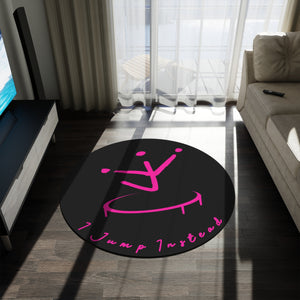 I Jump Instead Round Rug - Modern Black w/ Pink Design