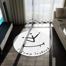 Load image into Gallery viewer, I Jump Instead Round Rug - Crispy White w/ Black Logo
