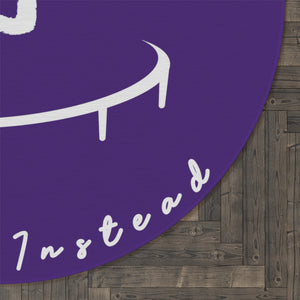 I Jump Instead Round Rug - Polished Purple w/ White Logo