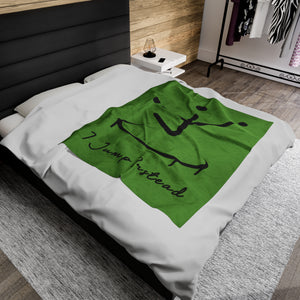 I Jump Instead Plush Blanket - Earthy Green w/ Black Logo