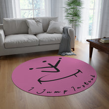 Load image into Gallery viewer, I Jump Instead Round Rug - Blush Pink w/ Black Logo
