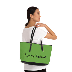 Faux Leather Shoulder Bag - Earthy Green w/ Black Logo