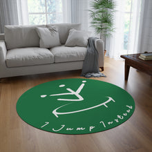 Load image into Gallery viewer, I Jump Instead Round Rug - Evergreen w/ White Logo
