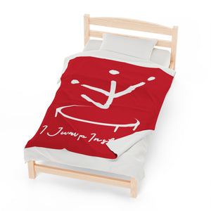 I Jump Instead Plush Blanket - Crimson Red w/ White Logo