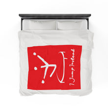 Load image into Gallery viewer, I Jump Instead Plush Blanket - Showstopper Red w/ White Logo
