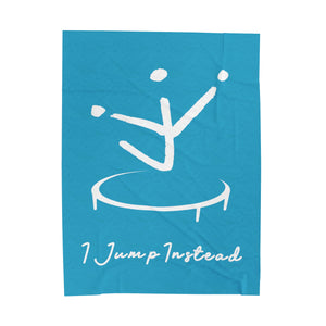 I Jump Instead Plush Blanket - Aquatic Blue w/ White Logo