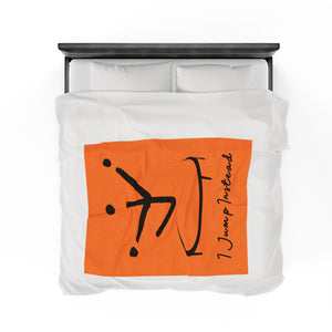 I Jump Instead Push Blanket - Tangerine Orange w/ Black Logo