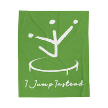 Load image into Gallery viewer, I Jump Instead Plush Blanket - Earthy Green w/ White Logo

