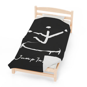 I Jump Instead Plush Blanket - Modern Black w/ White Logo