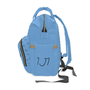 I Jump Instead Trophy Backpack - Baby Blue w/ Black Logo