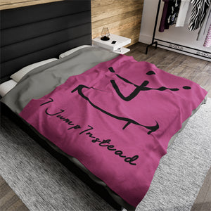 I Jump Instead Plush Blanket - Blush Pink w/ Black Logo