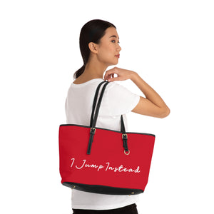 Faux Leather Shoulder Bag - Crimson Red w/ White Logo