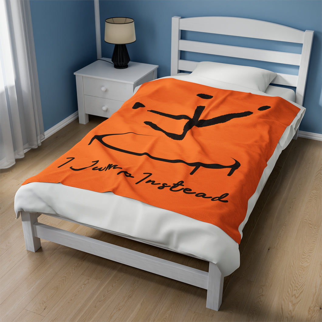 I Jump Instead Push Blanket - Tangerine Orange w/ Black Logo