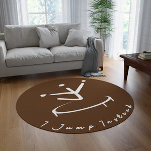 I Jump Instead Round Rug - Cocoa Brown w/ White Logo