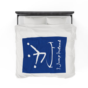 I Jump Instead Plush Blanket - Moody Blue w/ White Logo