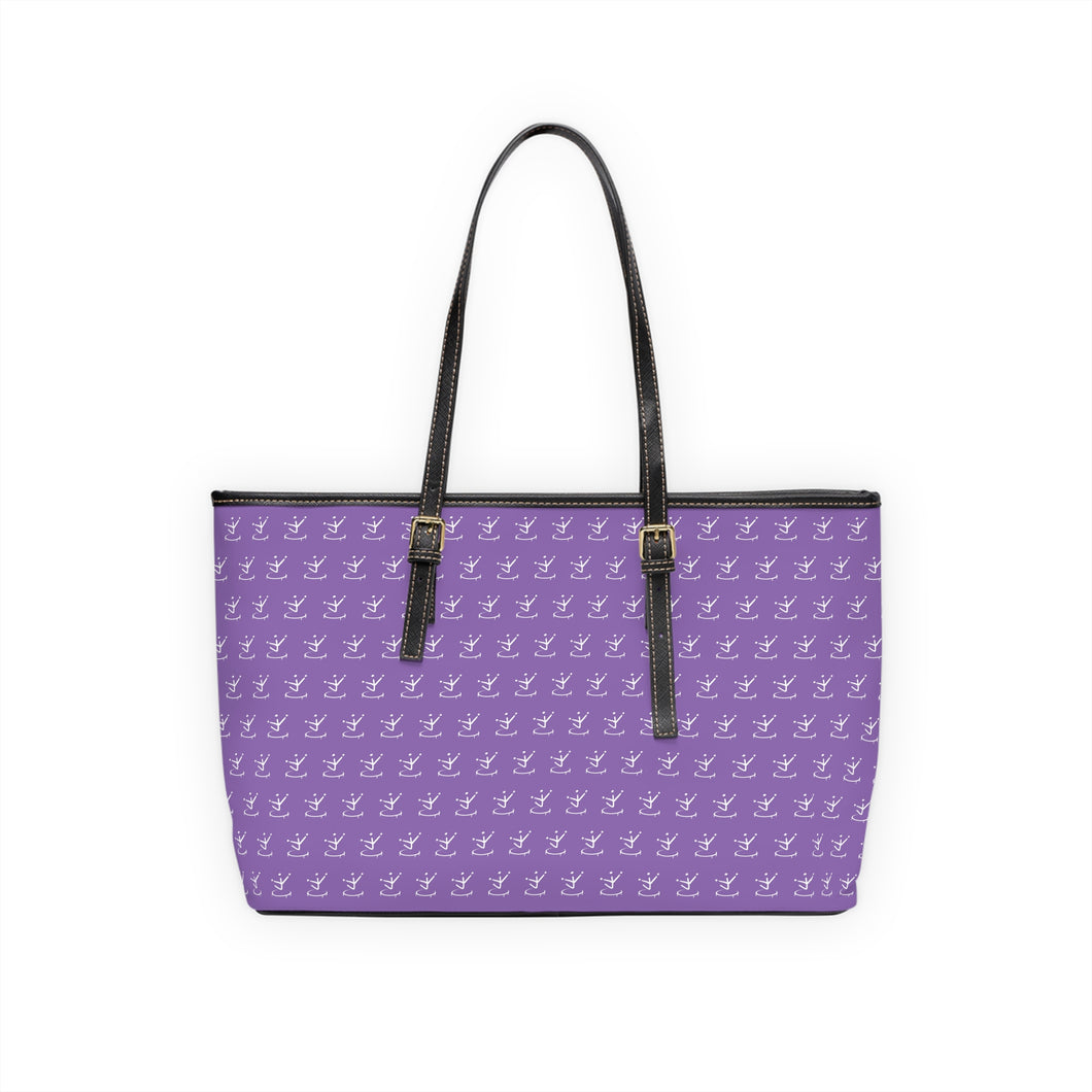 Faux Leather Shoulder Bag - Lavish Purple w/ White Logo