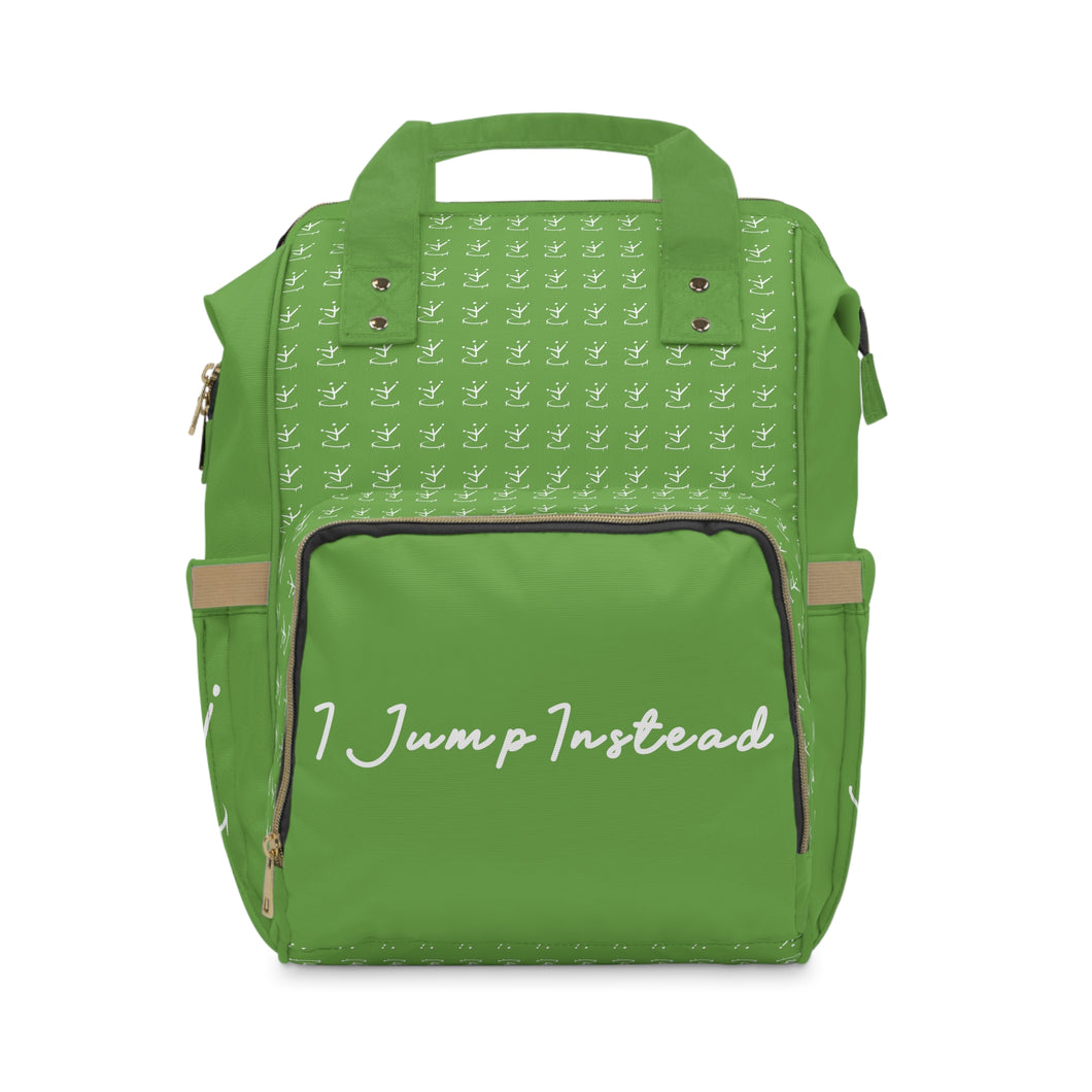I Jump Instead Trophy Backpack - Earthy Green w/ White Logo