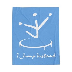 I Jump Instead Plush Blanket - Baby Blue w/ White Logo