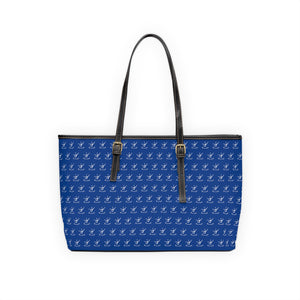 Faux Leather Shoulder Bag - Moody Blue w/ White Logo
