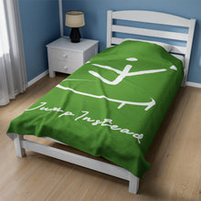Load image into Gallery viewer, I Jump Instead Plush Blanket - Earthy Green w/ White Logo
