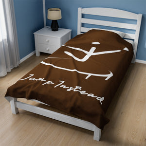 I Jump Instead Plush Blanket - Cocoa Brown w/ White Logo