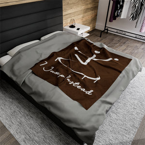 I Jump Instead Plush Blanket - Cocoa Brown w/ White Logo