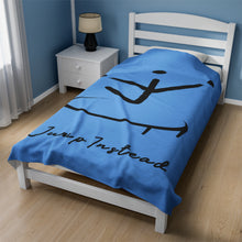 Load image into Gallery viewer, I Jump Instead Plush Blanket - Baby Blue w/ Black Logo
