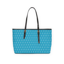 Load image into Gallery viewer, Faux Leather Shoulder Bag - Aquatic Blue w/ White Logo
