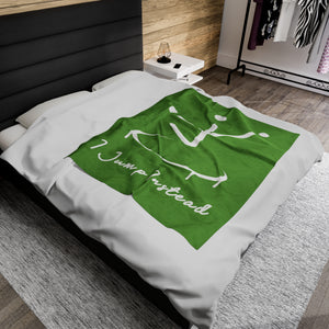 I Jump Instead Plush Blanket - Earthy Green w/ White Logo