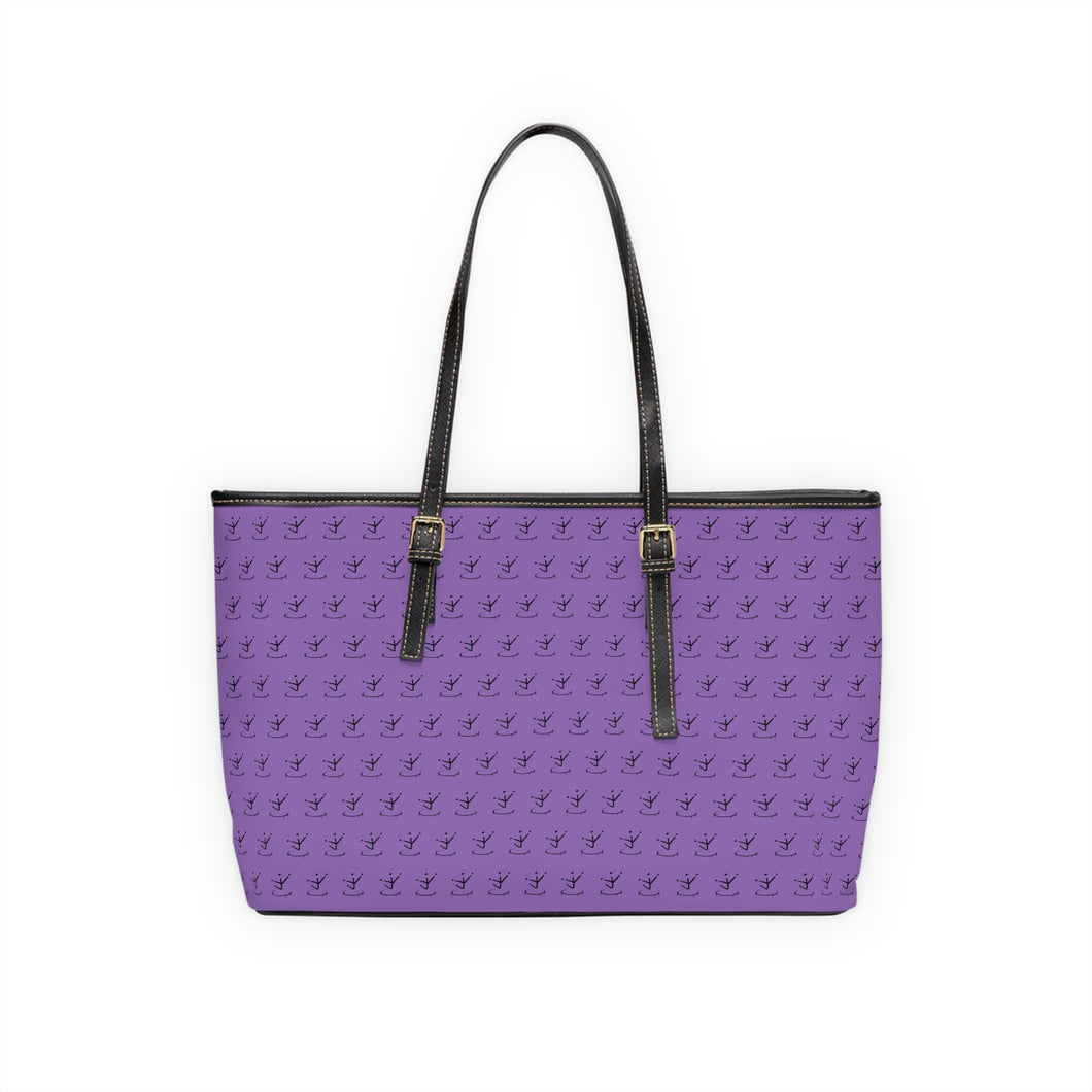 Faux Leather Shoulder Bag - Lavish Purple w/ Black Logo