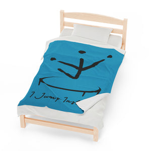 I Jump Instead Plush Blanket - Aquatic Blue w/ Black Logo