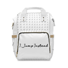 Load image into Gallery viewer, I Jump Instead Trophy Backpack - Crispy White w/ Black Logo
