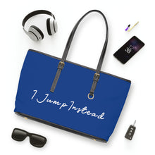 Load image into Gallery viewer, Faux Leather Shoulder Bag - Moody Blue w/ White Logo
