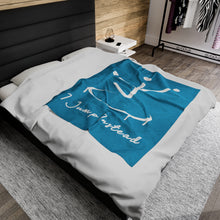 Load image into Gallery viewer, I Jump Instead Plush Blanket - Aquatic Blue w/ White Logo
