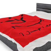 Load image into Gallery viewer, I Jump Instead Plush Blanket - Showstopper Red w/ Black Logo
