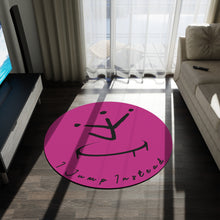 Load image into Gallery viewer, I Jump Instead Round Rug - Magenta w/ Black Logo
