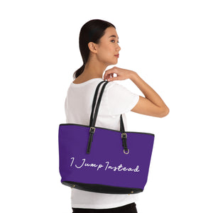Faux Leather Shoulder Bag - Polished Purple w/ White Logo