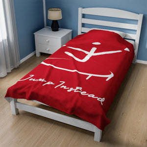 I Jump Instead Plush Blanket - Crimson Red w/ White Logo