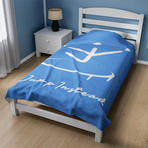 I Jump Instead Plush Blanket - Baby Blue w/ White Logo