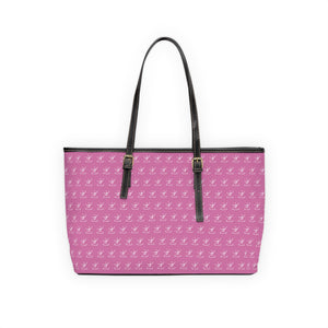 Faux Leather Shoulder Bag - Blush Pink w/ White Logo