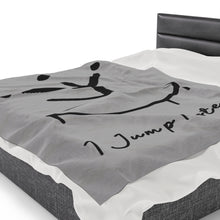 Load image into Gallery viewer, I Jump Instead Plush Blanket - Airy Grey w/ Black Logo
