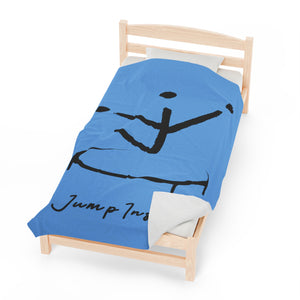 I Jump Instead Plush Blanket - Baby Blue w/ Black Logo