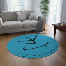 Load image into Gallery viewer, I Jump Instead Round Rug - Aquatic Blue w/ Black Logo
