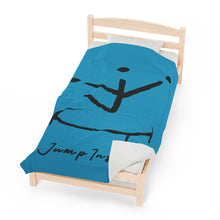 Load image into Gallery viewer, I Jump Instead Plush Blanket - Aquatic Blue w/ Black Logo
