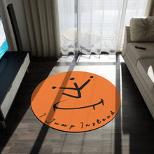 Load image into Gallery viewer, I Jump Instead Round Rug - Tangerine Orange w/ Black Logo
