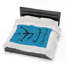 Load image into Gallery viewer, I Jump Instead Plush Blanket - Aquatic Blue w/ Black Logo
