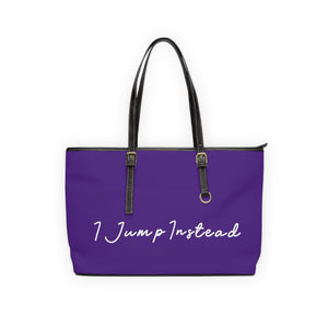 Faux Leather Shoulder Bag - Polished Purple w/ White Logo